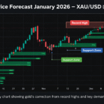 Gold price forecast January 2026 showing XAU/USD daily chart with support, resistance, and fair value gaps