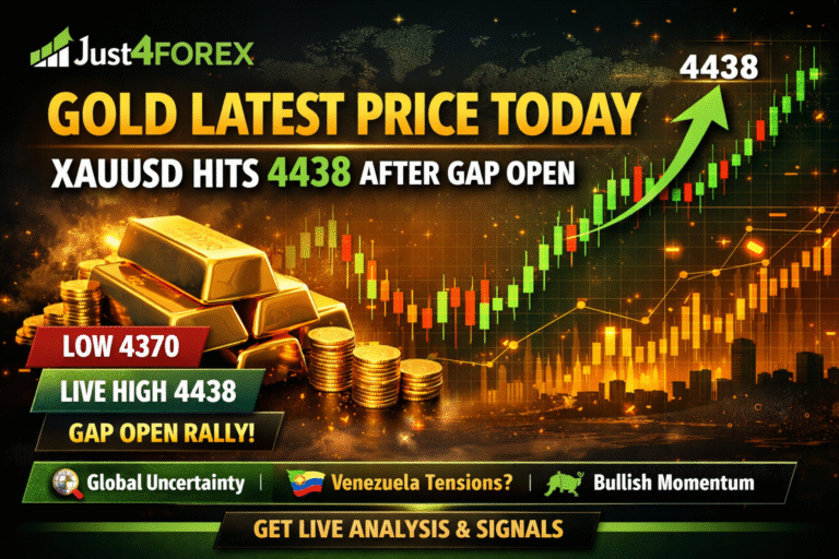 Gold Latest Price Today: XAUUSD Hits 4438 After Gap Open – Gold price rallies from 4370 low to 4438 high amid bullish momentum and global uncertainty